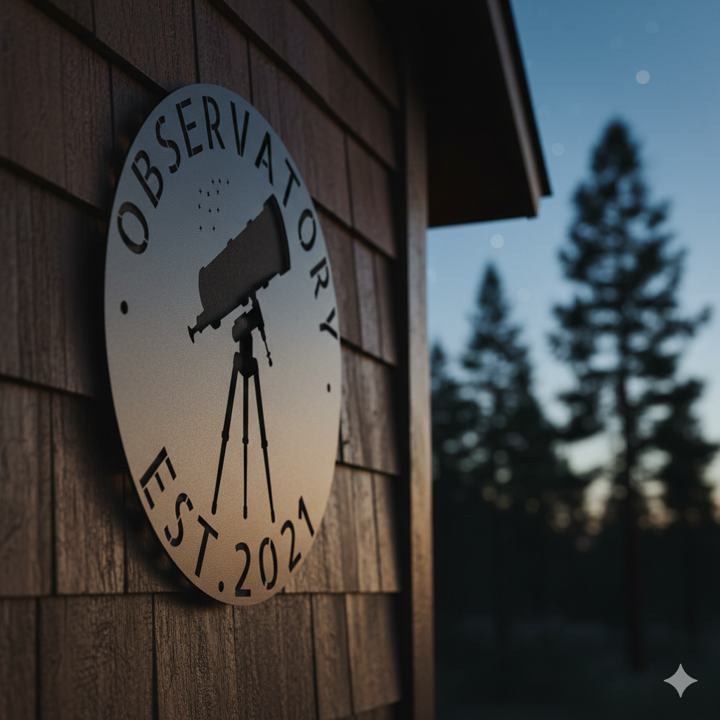 Wall Art OBSERVATORY NAME SIGN - Custom Telescope Observatory Monogram Wall Art