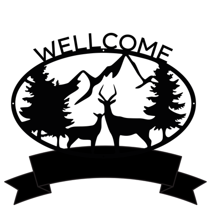 a black and white picture of a welcome sign