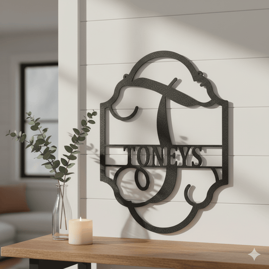 Custom Custom Initial Monogram Steel Sign – Personalized Last Name Metal Wall Art