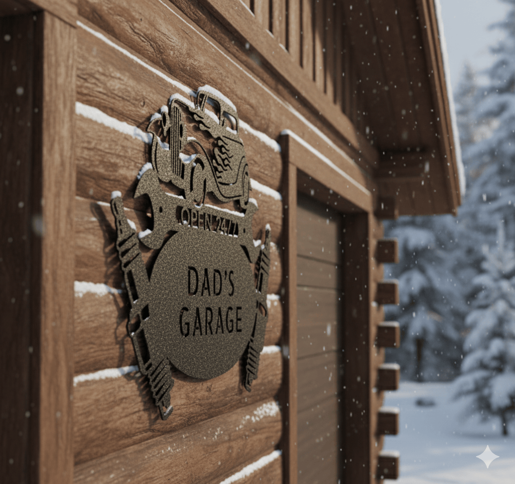 Custom Dad’s Garage Metal Sign – Personalized Hot Rod Car Wall Art