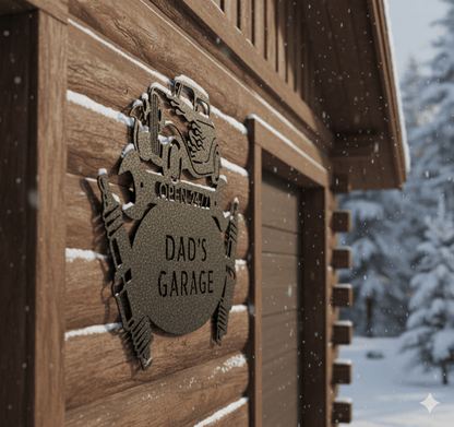 Custom Dad’s Garage Metal Sign – Personalized Hot Rod Car Wall Art