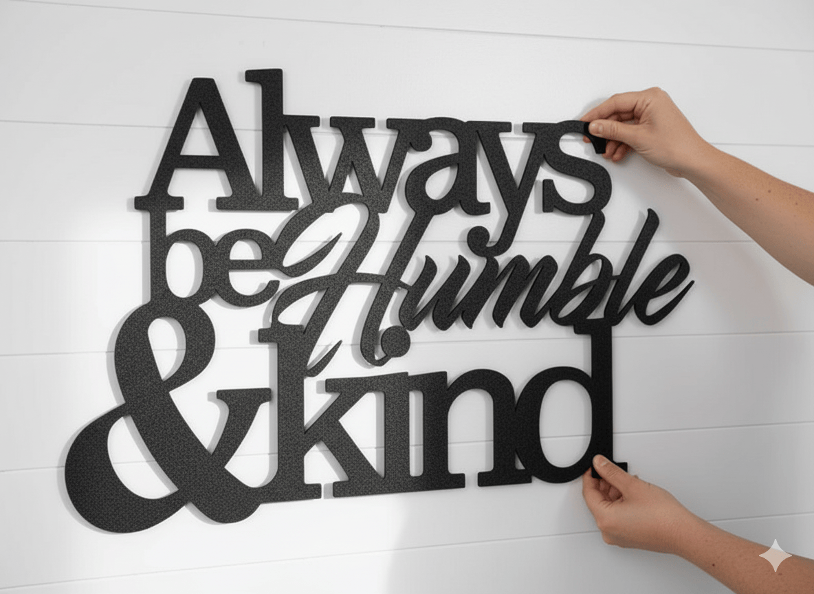 Custom Inspirational Metal Wall Art: Always Be Humble & Kind - Rustic Home Decor