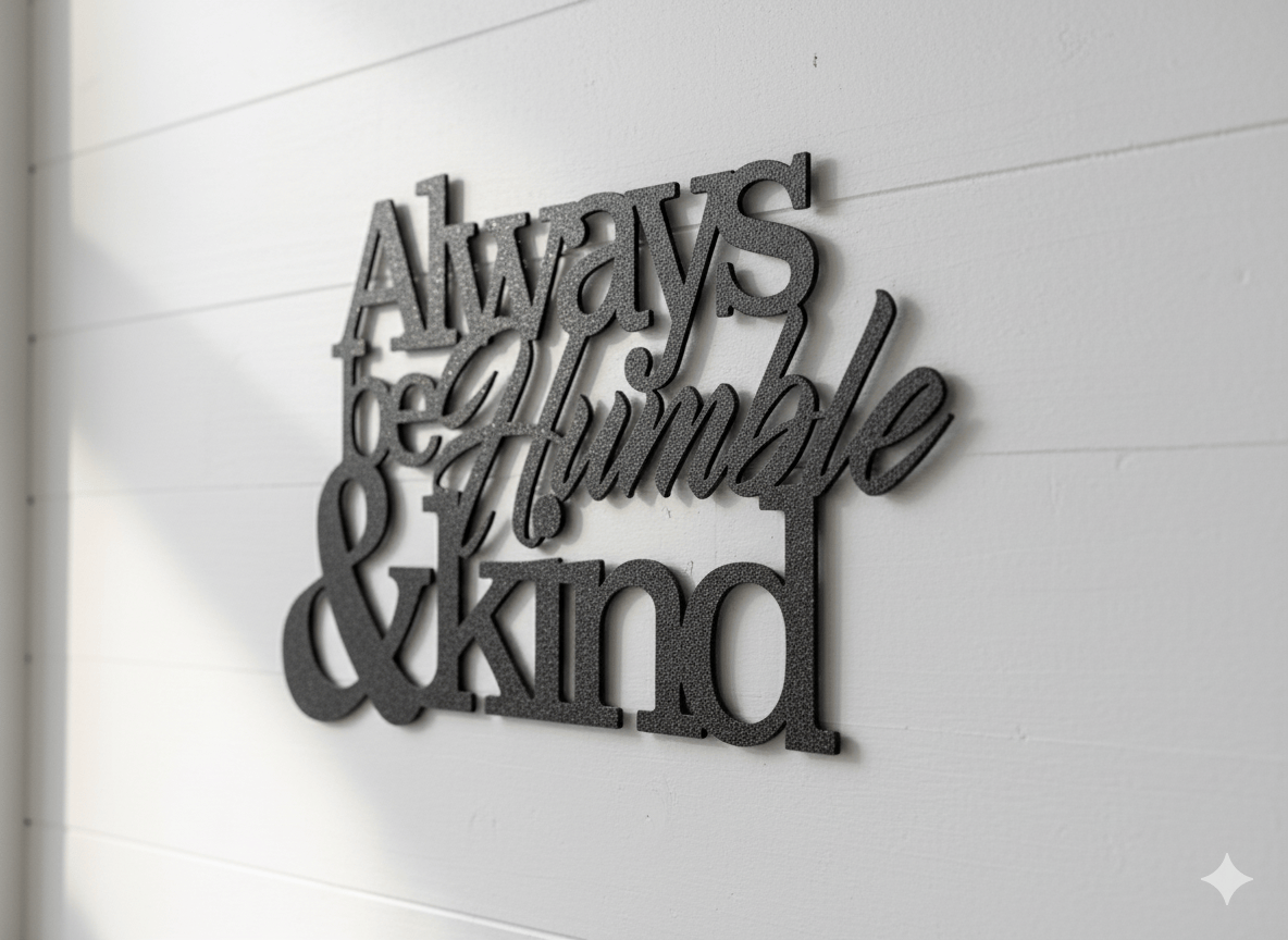 Custom Inspirational Metal Wall Art: Always Be Humble & Kind - Rustic Home Decor