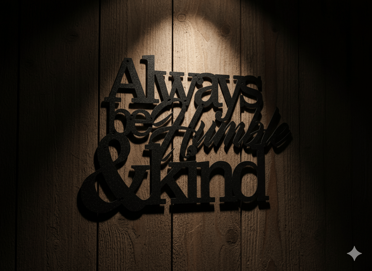 Custom Inspirational Metal Wall Art: Always Be Humble & Kind - Rustic Home Decor