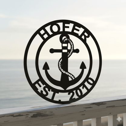 Custom Personalized Anchor Monogram Metal Sign – Custom Name Nautical Wall Art