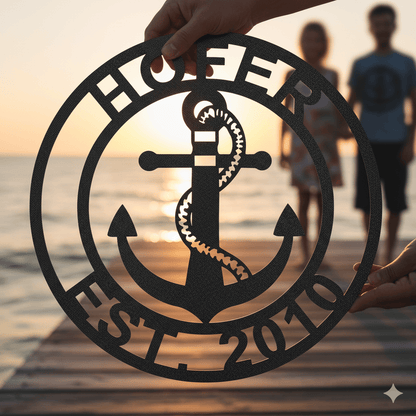 Custom Personalized Anchor Monogram Metal Sign – Custom Name Nautical Wall Art