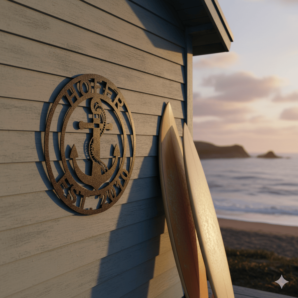 Custom Personalized Anchor Monogram Metal Sign – Custom Name Nautical Wall Art