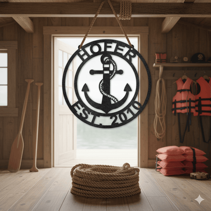 Custom Personalized Anchor Monogram Metal Sign – Custom Name Nautical Wall Art