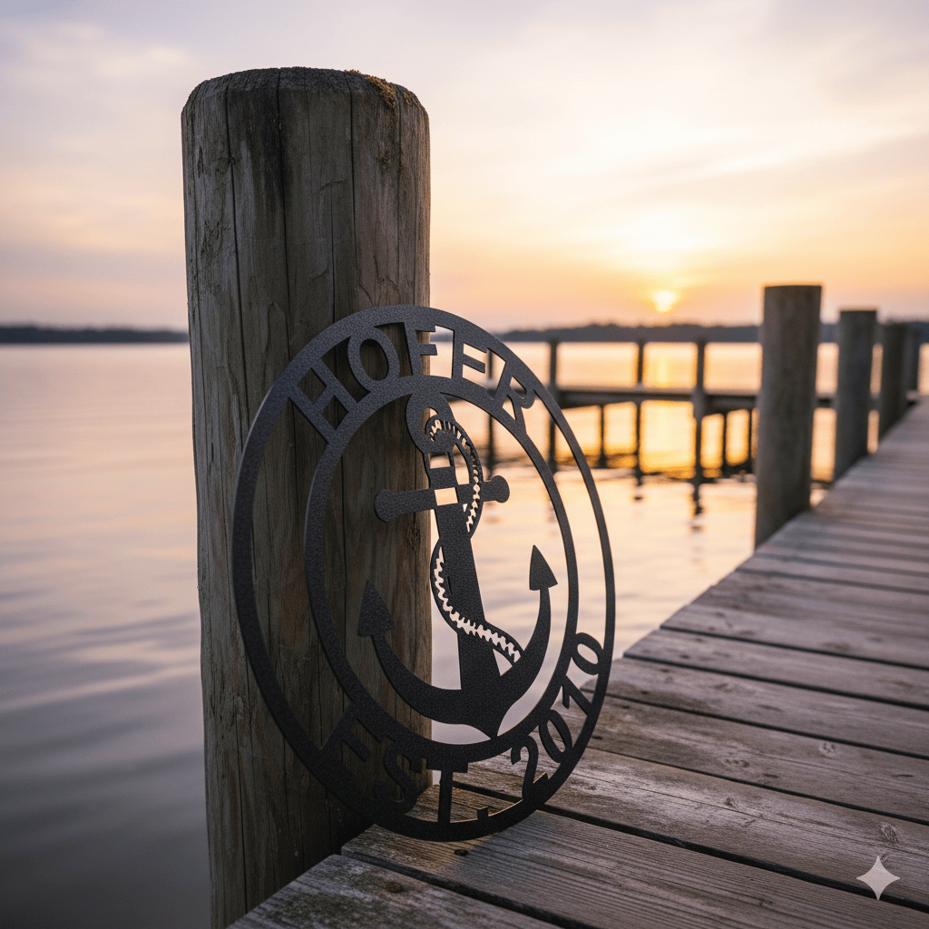 Custom Personalized Anchor Monogram Metal Sign – Custom Name Nautical Wall Art