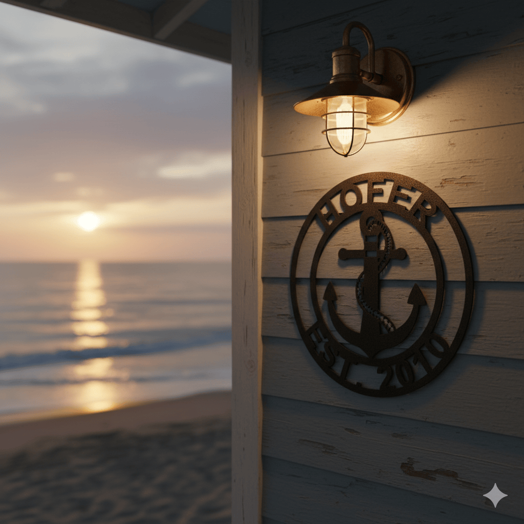 Custom Personalized Anchor Monogram Metal Sign – Custom Name Nautical Wall Art