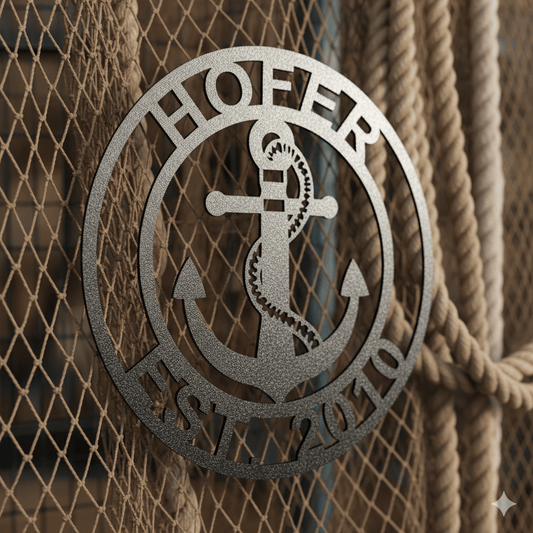 Custom Personalized Anchor Monogram Metal Sign – Custom Name Nautical Wall Art