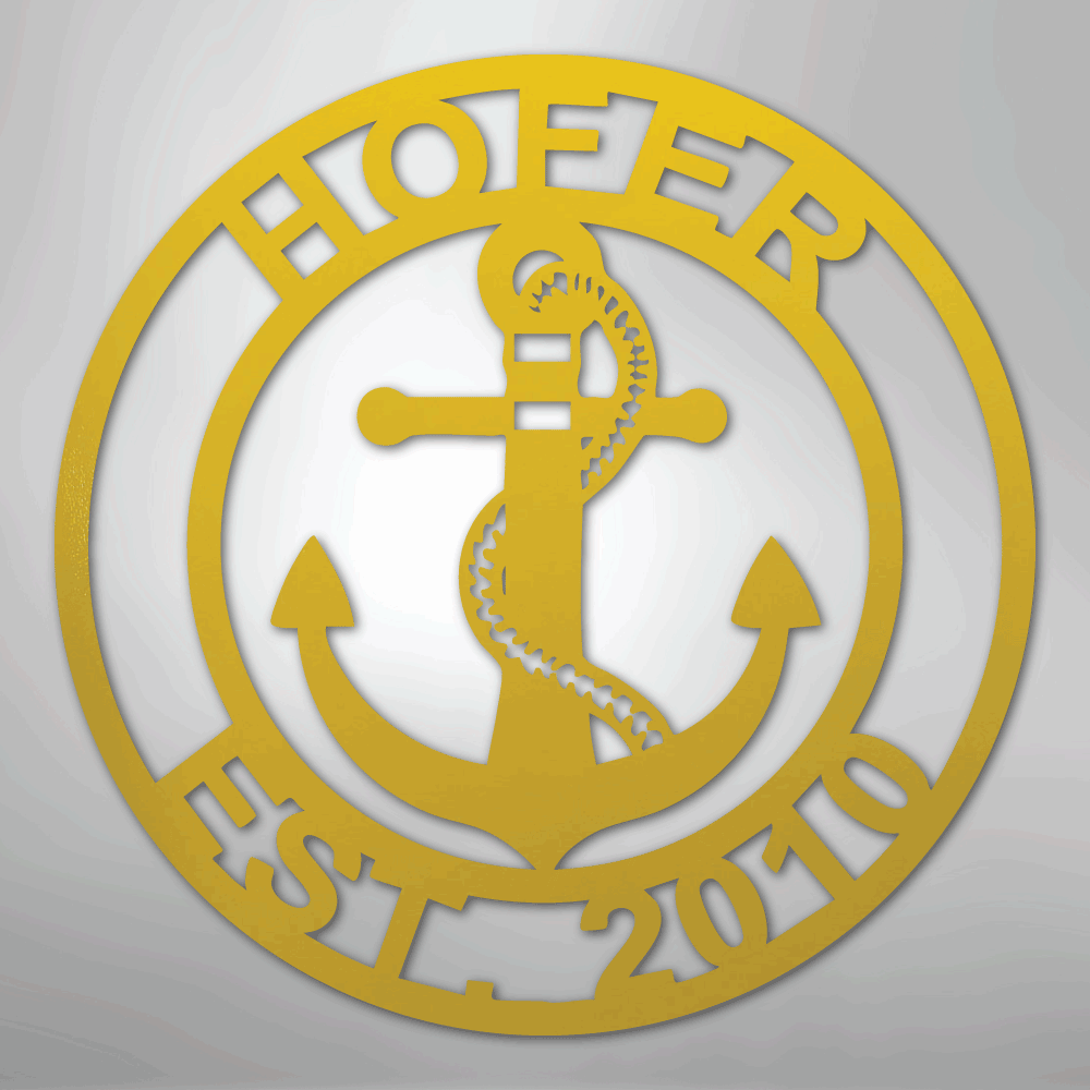 Custom Personalized Anchor Monogram Metal Sign – Custom Name Nautical Wall Art
