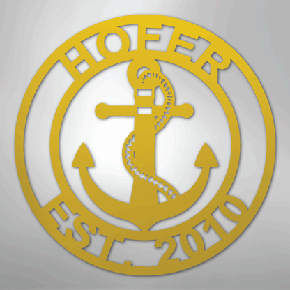 Custom Personalized Anchor Monogram Metal Sign – Custom Name Nautical Wall Art