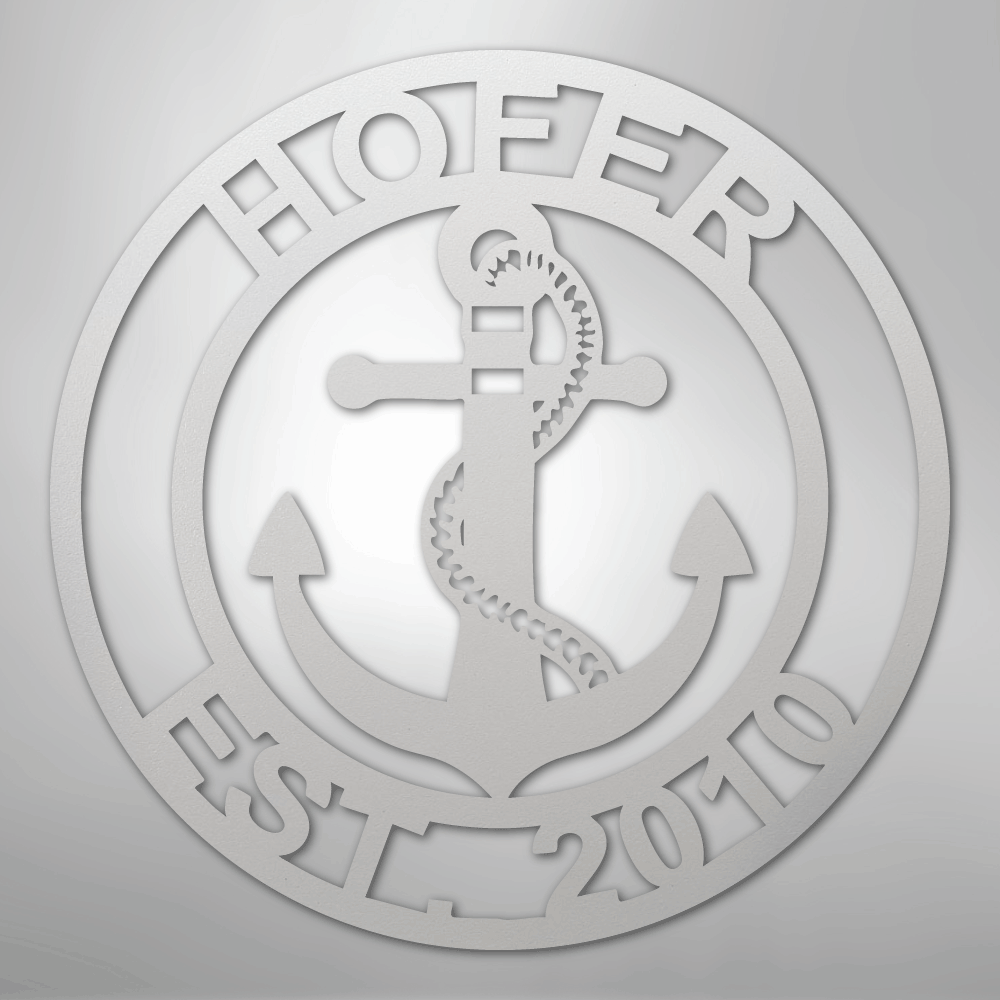 Custom Personalized Anchor Monogram Metal Sign – Custom Name Nautical Wall Art