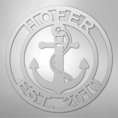 Custom Personalized Anchor Monogram Metal Sign – Custom Name Nautical Wall Art