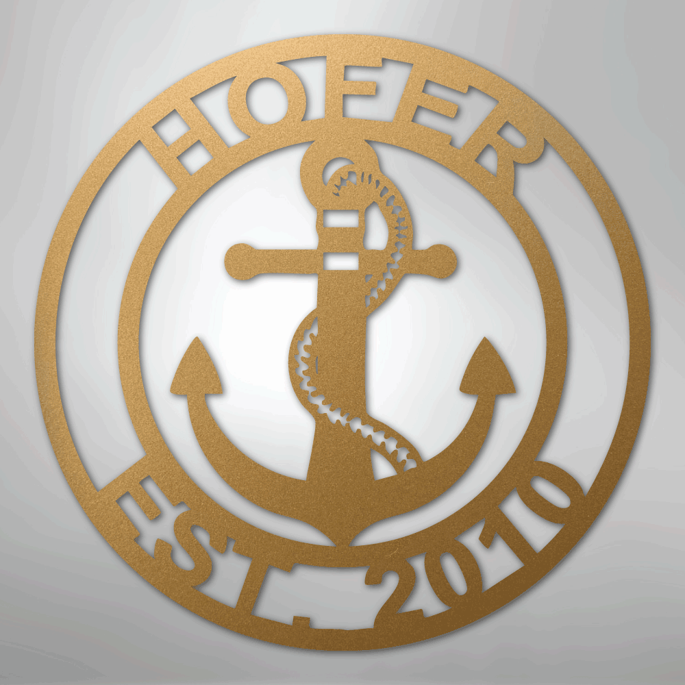 Custom Personalized Anchor Monogram Metal Sign – Custom Name Nautical Wall Art