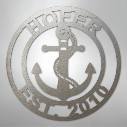 Custom Personalized Anchor Monogram Metal Sign – Custom Name Nautical Wall Art