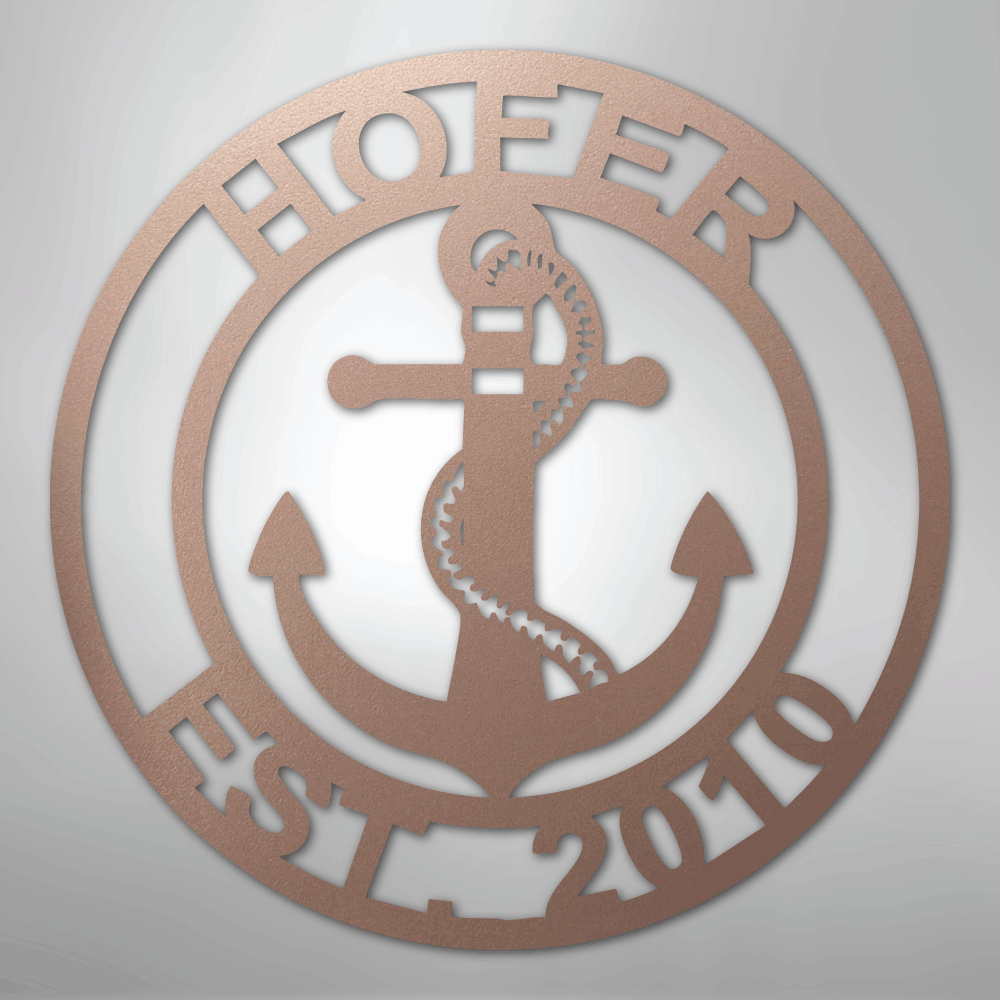 Custom Personalized Anchor Monogram Metal Sign – Custom Name Nautical Wall Art