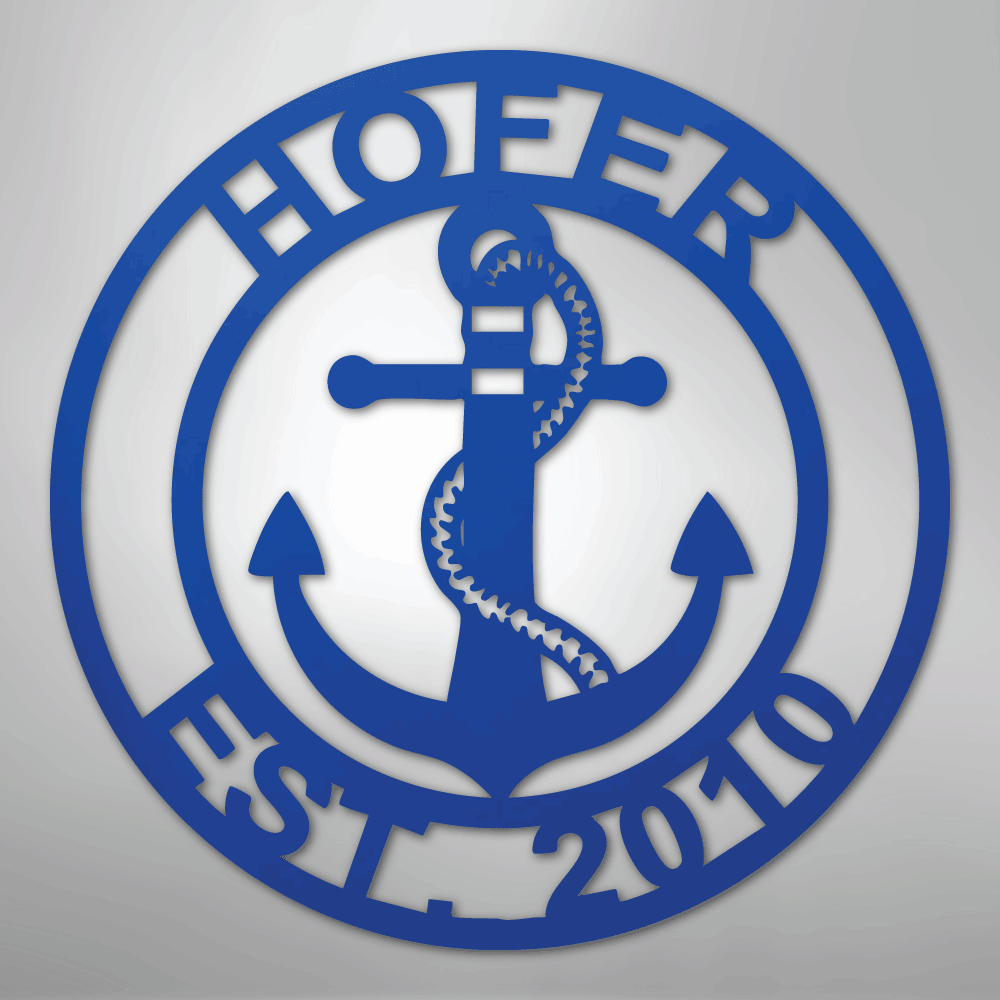 Custom Personalized Anchor Monogram Metal Sign – Custom Name Nautical Wall Art