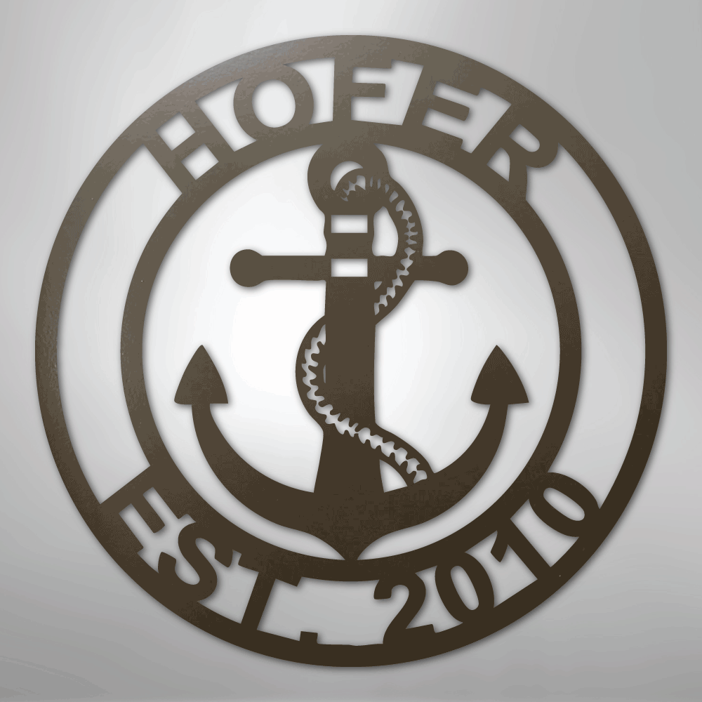 Custom Personalized Anchor Monogram Metal Sign – Custom Name Nautical Wall Art