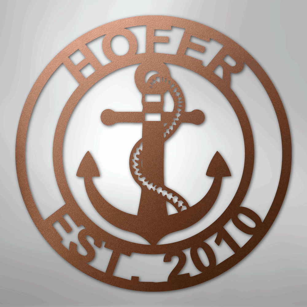 Custom Personalized Anchor Monogram Metal Sign – Custom Name Nautical Wall Art