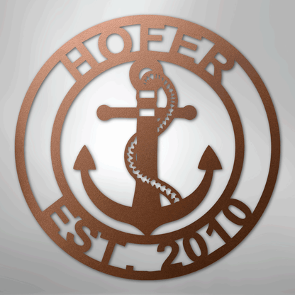 Custom Personalized Anchor Monogram Metal Sign – Custom Name Nautical Wall Art