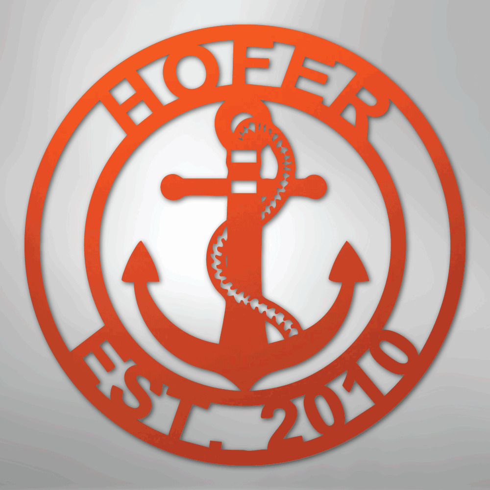 Custom Personalized Anchor Monogram Metal Sign – Custom Name Nautical Wall Art