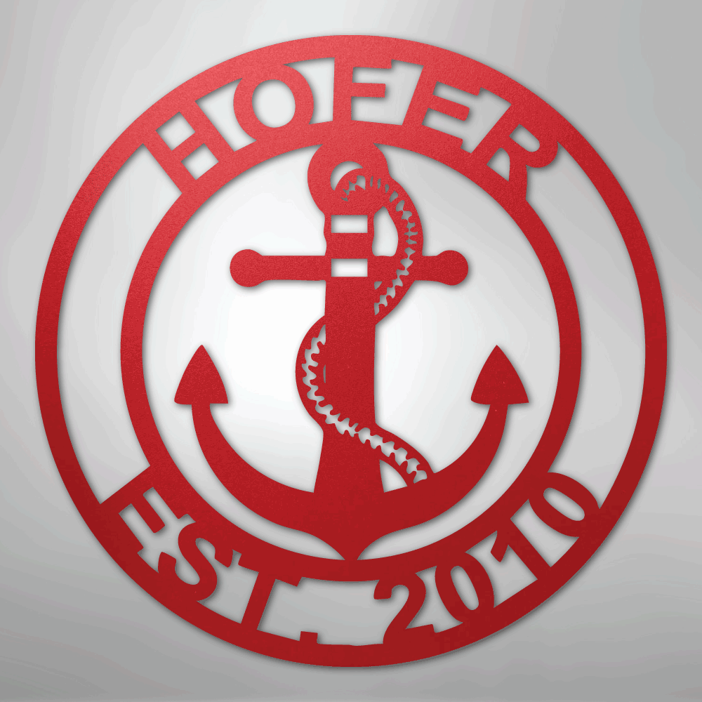 Custom Personalized Anchor Monogram Metal Sign – Custom Name Nautical Wall Art