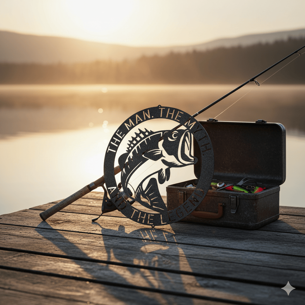 Custom Personalized Bass Fish Metal Sign – Custom Fisherman Gift & Lake House Decor