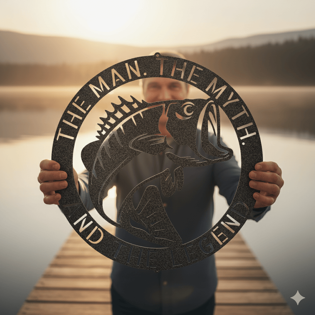 Custom Personalized Bass Fish Metal Sign – Custom Fisherman Gift & Lake House Decor