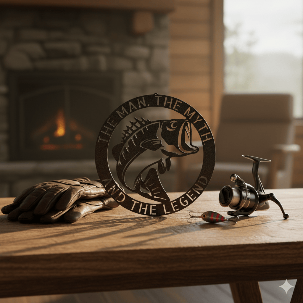 Custom Personalized Bass Fish Metal Sign – Custom Fisherman Gift & Lake House Decor