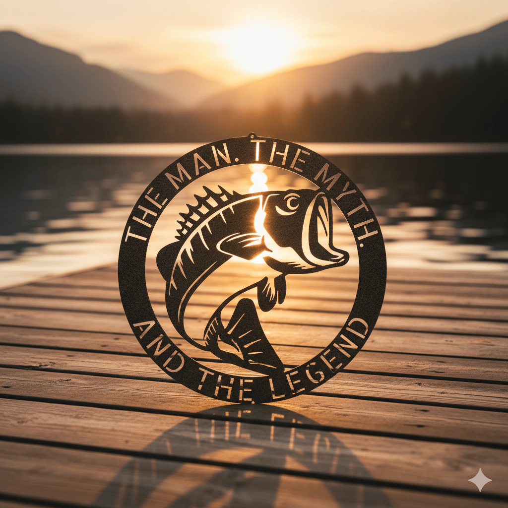 Custom Personalized Bass Fish Metal Sign – Custom Fisherman Gift & Lake House Decor