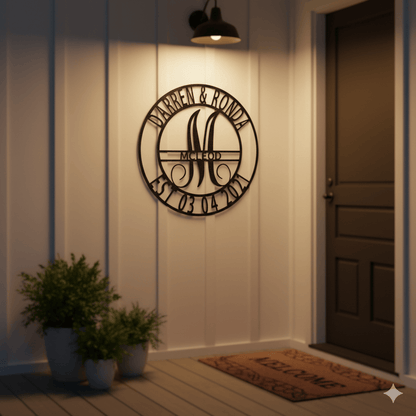 Custom Personalized Family Name Metal Sign – Custom Monogram & Established Date