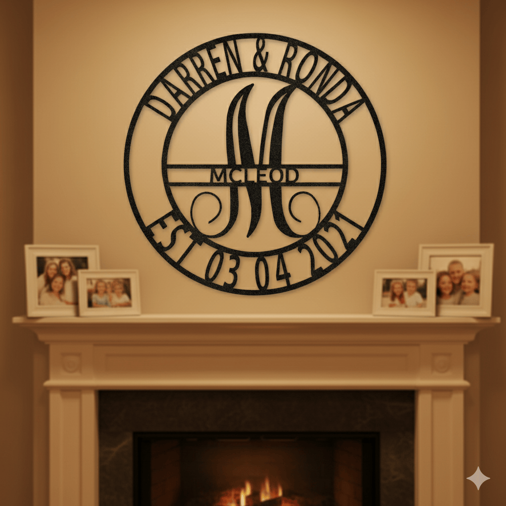 Custom Personalized Family Name Metal Sign – Custom Monogram & Established Date