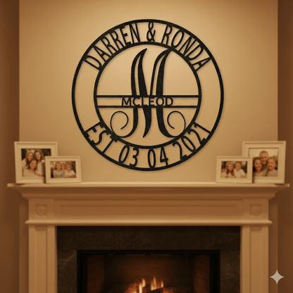 Custom Personalized Family Name Metal Sign – Custom Monogram & Established Date