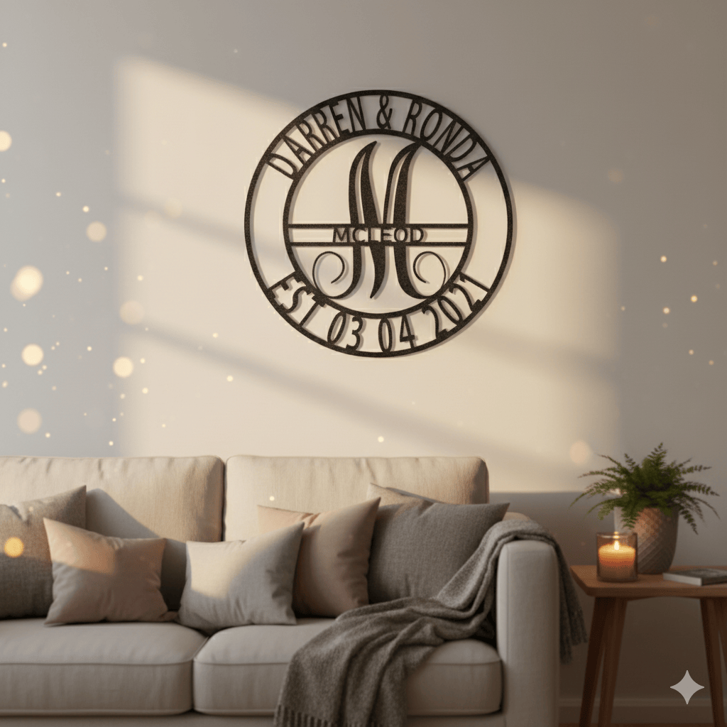 Custom Personalized Family Name Metal Sign – Custom Monogram & Established Date