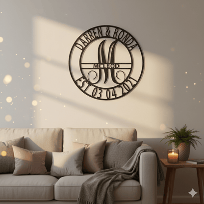 Custom Personalized Family Name Metal Sign – Custom Monogram & Established Date