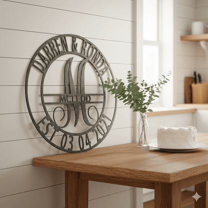 Custom Personalized Family Name Metal Sign – Custom Monogram & Established Date