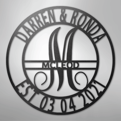 Custom Personalized Family Name Metal Sign – Custom Monogram & Established Date