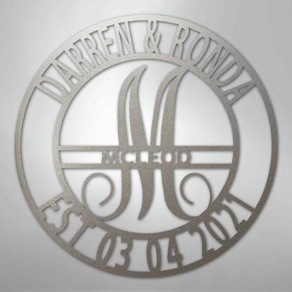 Custom Personalized Family Name Metal Sign – Custom Monogram & Established Date