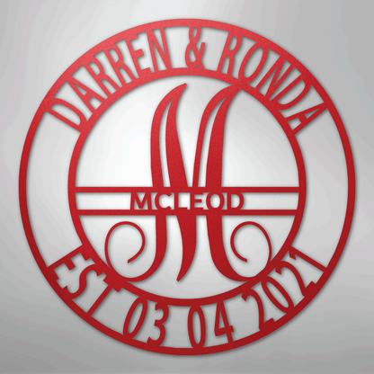 Custom Personalized Family Name Metal Sign – Custom Monogram & Established Date