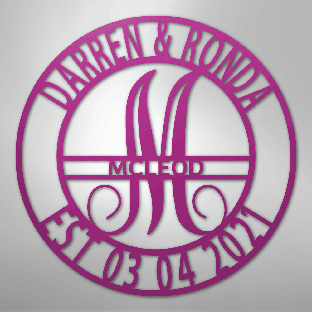 Custom Personalized Family Name Metal Sign – Custom Monogram & Established Date