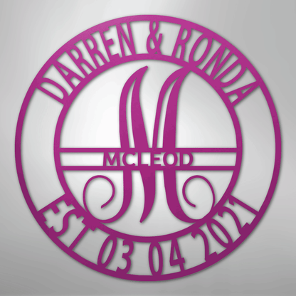 Custom Personalized Family Name Metal Sign – Custom Monogram & Established Date