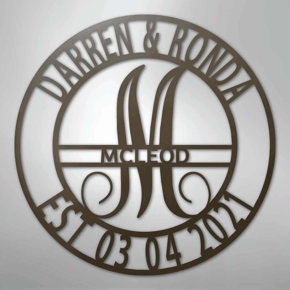 Custom Personalized Family Name Metal Sign – Custom Monogram & Established Date