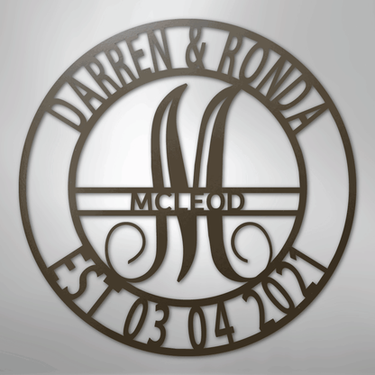 Custom Personalized Family Name Metal Sign – Custom Monogram & Established Date