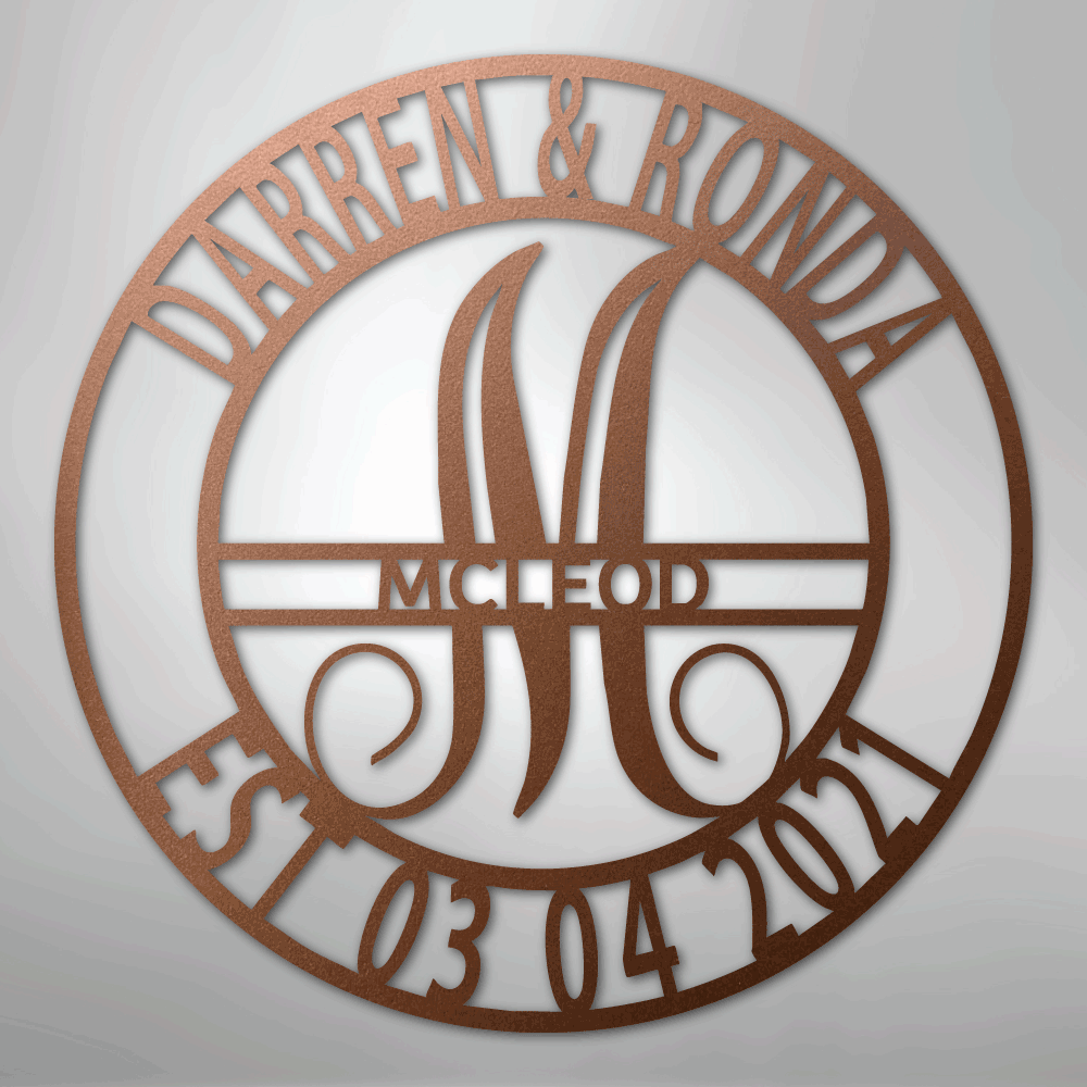 Custom Personalized Family Name Metal Sign – Custom Monogram & Established Date
