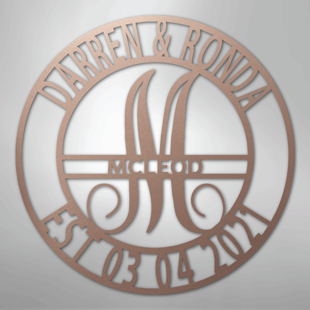 Custom Personalized Family Name Metal Sign – Custom Monogram & Established Date