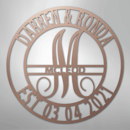 Custom Personalized Family Name Metal Sign – Custom Monogram & Established Date