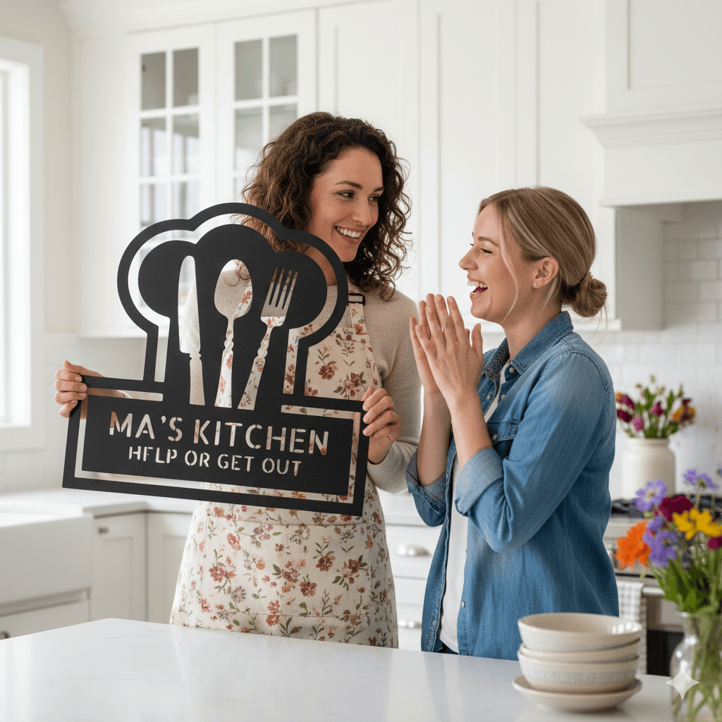 Custom Personalized Kitchen Monogram Metal Sign – Custom Name Wall Art for Home & Gift