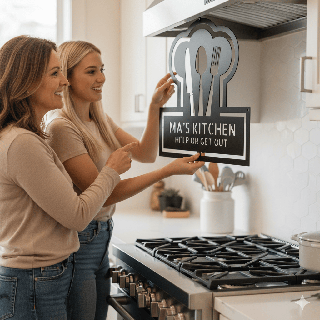 Custom Personalized Kitchen Monogram Metal Sign – Custom Name Wall Art for Home & Gift